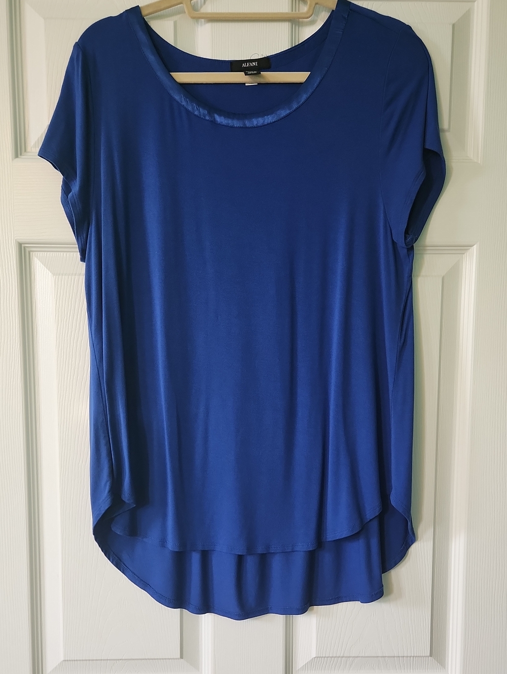 Alfani Royal Blue Short-Sleeve Scoop Neck Top